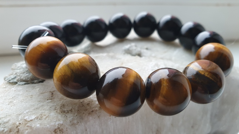 14 mm Naturālie akmeņi rokassprādze melns